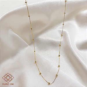 Gargantilha Esferas Ouro 18k - 70 CM