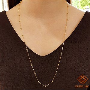 Gargantilha Esferas Ouro 18k - 70 CM