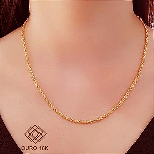 Cordão Cabo de Aço Ouro 18k - 50cm