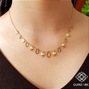 Gargantilha Gotas Ouro 18k
