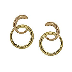 Brinco Elo 2 Cores Ouro 18k