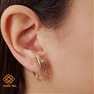 Brinco 2 Cores Ouro 18k