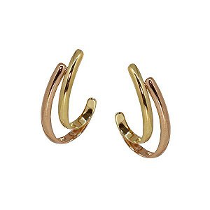 Brinco 2 Cores Ouro 18k