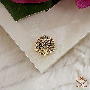 Pingente Sextavado Ouro 18k Zircônias