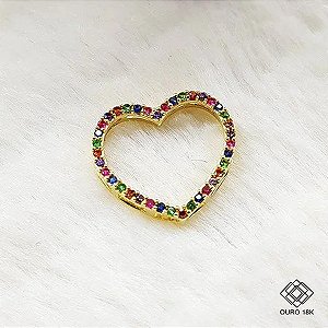 Pingente Coração Ouro 18k Zircônias