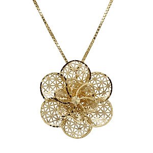 Gargantilha Filigrana Flor Ouro 18k