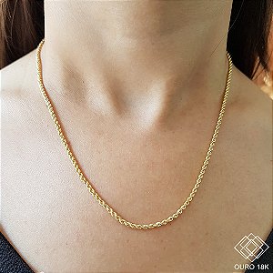Cordão Cabo de Aço Ouro 18k - 45cm