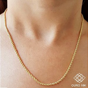 Cordão Cabo de Aço Ouro 18k - 45cm