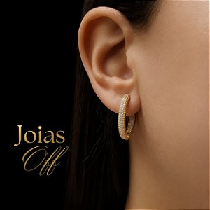 Brinco Argola Ouro 18k Zircônias