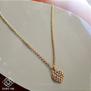 Kit Cordão Ouro 18k + Pingente Coração Ouro 18k