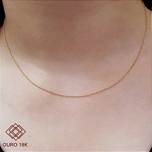 Cordão Elo Português Oco Ouro 18k - 45cm