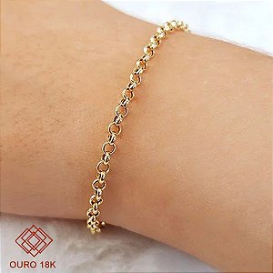 Pulseira Elo Português 3mm Ouro 18k