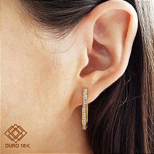 Brinco Argola Ouro 18k - Diamante Cultivado 30pts