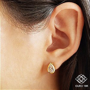 Brinco Ponto de Luz Ouro 18k Zircônia