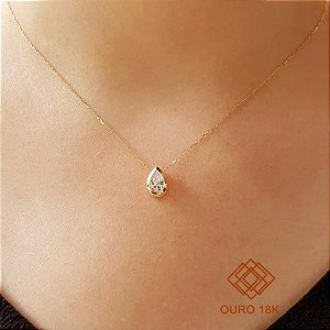 Gargantilha Ponto de Luz Ouro 18k Zircônia
