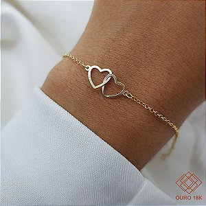 Pulseira Corações Ouro 18k