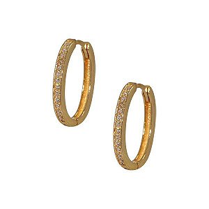 Brinco Argola Zircônias Ouro 18k