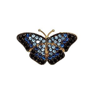 Pingente Borboleta Azul Ouro 18k Zircônias