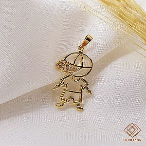 Pingente Menino Ouro 18k Zircônias