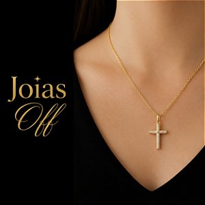 Pingente Cruz Ouro 18k Zircônias