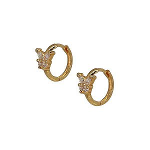 Brinco Argola Pequeno Ouro 18k Zircônias