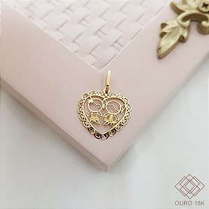 Pingente Coração Filhos Ouro 18k