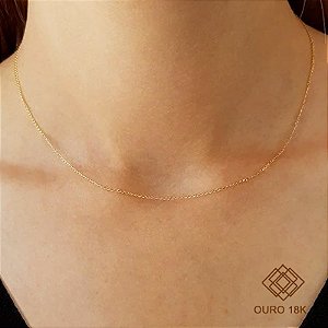 Cordão Groumet Feminino Ouro 18k - 40cm