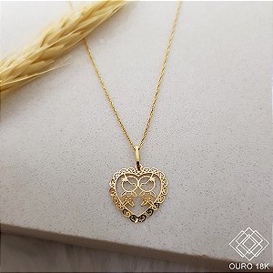 Kit Cordão Ouro 18k + Pingente Filhos Ouro 18k