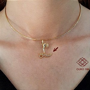 Pingente Letra L Filigrana Ouro 18k