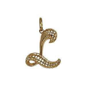 Pingente Letra L Filigrana Ouro 18k