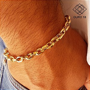 Pulseira Masculina Elo Oco Ouro 18k