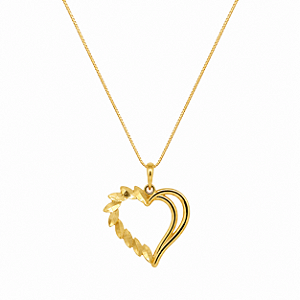 Kit Cordão Veneziano Ouro 18k + Pingente Coração Vazado Ouro 18k