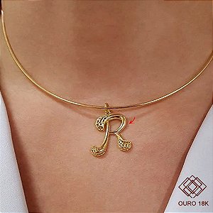 Pingente Letra R Filigrana Ouro 18k
