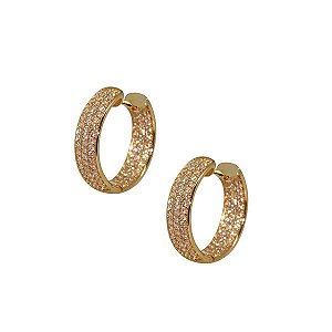 Brinco Argola Ouro 18k Zircônias