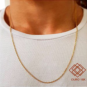 Cordão Malha Cadeado Ouro 18k - 60cm