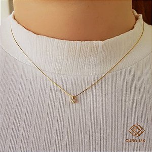 Kit Cordão Ouro 18k + Pingente Ponto de Luz Ouro 18k Zircônia
