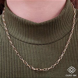 Cordão Elo Oco Ouro 18k - 45cm
