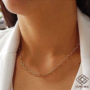 Cordão Elo Oco Ouro 18k - 45cm