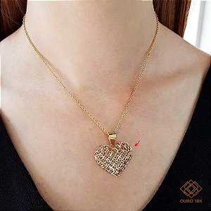 Pingente Coração Diamantado Ouro 18k