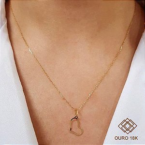 Kit Cordão Ouro 18k + Pingente Coração Ouro 18k