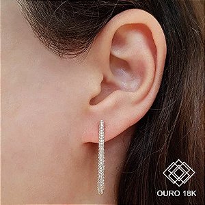 Brinco Argola Ouro 18k Zircônias