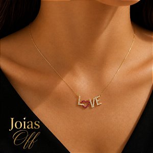 Gargantilha Love Ouro 18k Zircônias