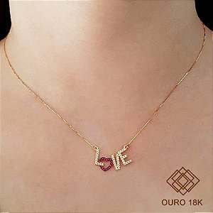 Gargantilha Love Ouro 18k Zircônias