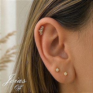 Piercing Ouro 18k Zircônias
