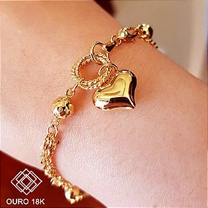 Pulseira Coração Ouro 18k