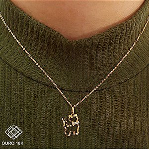 Kit Cordão Ouro 18k + Pingente Gatinho Ouro 18k
