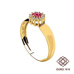 Anel Formatura Ciências Contábeis Ouro 18k Zircônias - Sem emblema