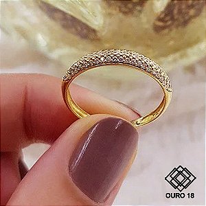 Anel Pavê Ouro 18k Diamante cultivado 25 Pts