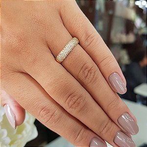 Anel Aparador Ouro 18k Zircônias