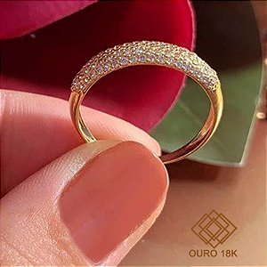 Anel Aparador Ouro 18k Zircônias